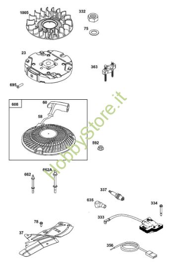 J - GRUPPO VOLANO, ACCENSIONE E MOTORINO DI AVVIAMENTO B&S - 10 €¦ 100602-0036-H5 brand Stihl